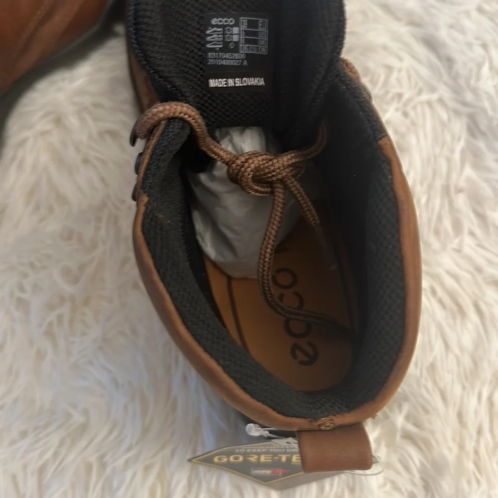 NEW ECCO Men’s Track 25 High Gore Tex Hiking Boot Bison brown leather size US 5